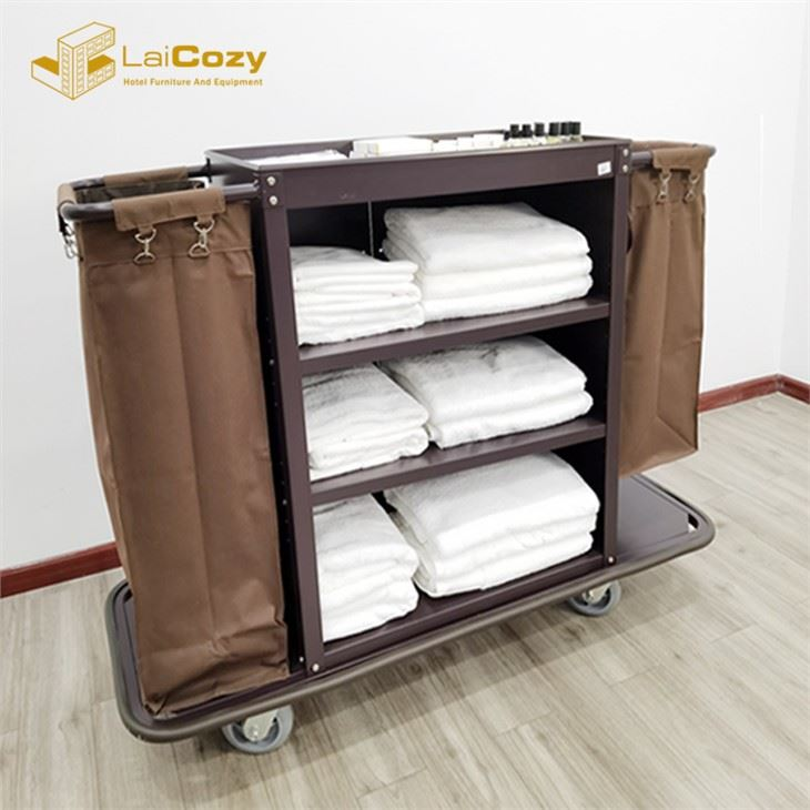 Hotel Maid Cart Housekeeping Service Reinigung Bettwäsche Wäschewagen